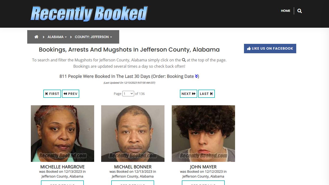 Bookings, Arrests and Mugshots in Jefferson County, Alabama